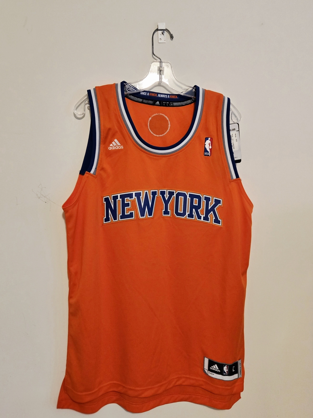 adidas Orange New York Basketball Jersey with Navy Trim